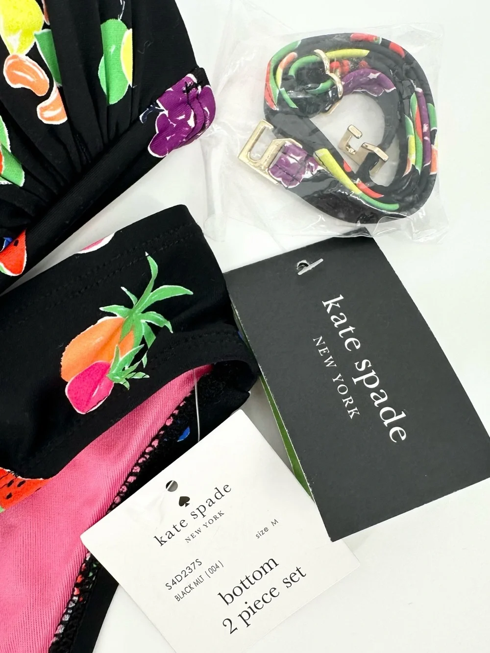 kate spade New York Summer Fruit Bikini Set-Bandeau Tie Top & Brief-Size
